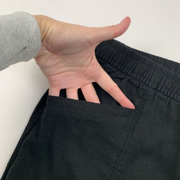 Old Navy Black Linen Blend High Rise Pull On Ankle Pant L - Picture 3 of 8